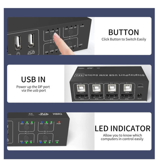 KVM перемикач 4шт DisplayPort 1.2 Луцк - изображение 2