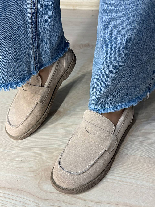 Туфлі жіночі Hengji 588-5 замшеві лофери бежеві, 41, 25,5 см Київ - фото 9