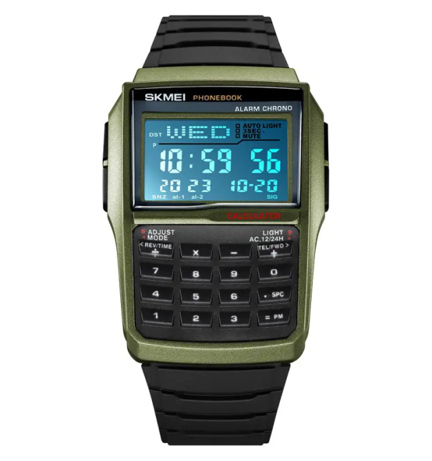Чоловічий наручний годинник із калькулятором Skmei 2255 (Зелений) Вінниця - фото 2