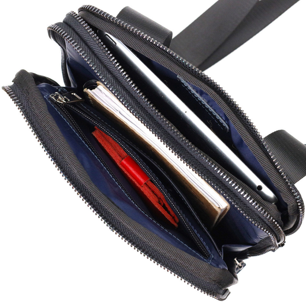 Стильна чоловіча сумка через плече із натуральної шкіри SHVIGEL 22142 Синя Київ - фото 5