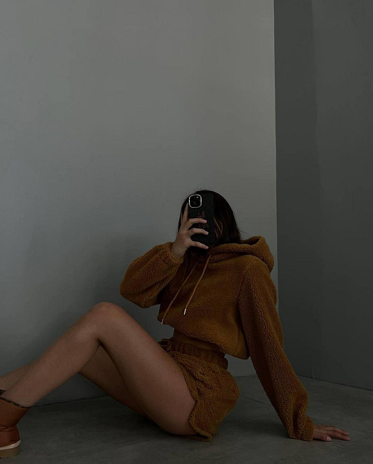 Женский уютный домашний костюм двойка из махры тедди Капучино, 48/52 Одесса - изображение 2