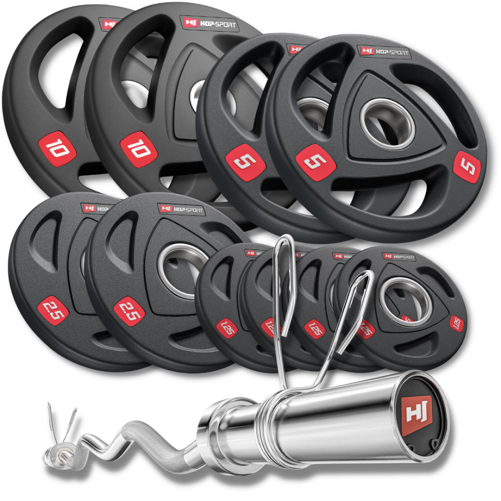 Набір олімпійський Hop-Sport PRO 50кг з W-подібним грифом Київ - фото 1