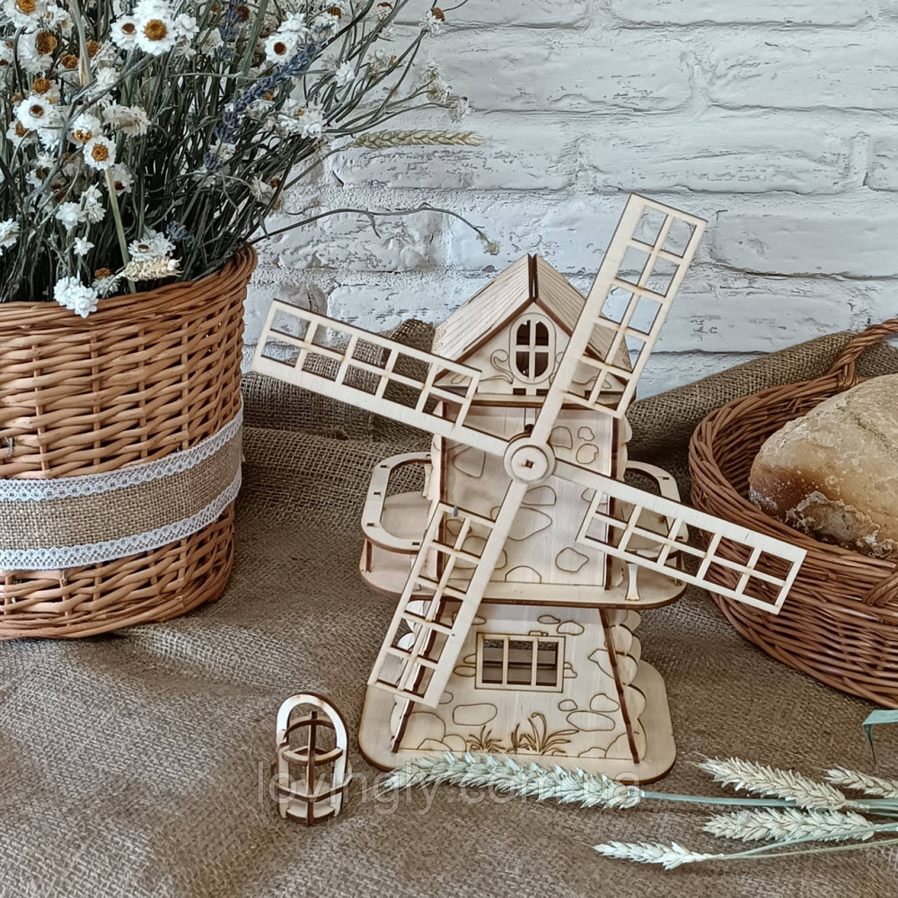 Млин з натурального дерева - декоративний  для інтер'єру пекарні, хлібного магазину, кав'ярні Ірпінь - фото 14