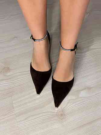 Туфли женские Meideli 50-48 D’Orsay на шпильке с ремешком замшевые со стразами коричневые, 38, 24 см Киев