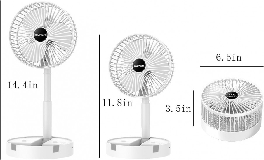 Складаний вентилятор аккумуляторний на ніжці Telescopic Folding Fan з USB зарядкою Вінниця - фото 3