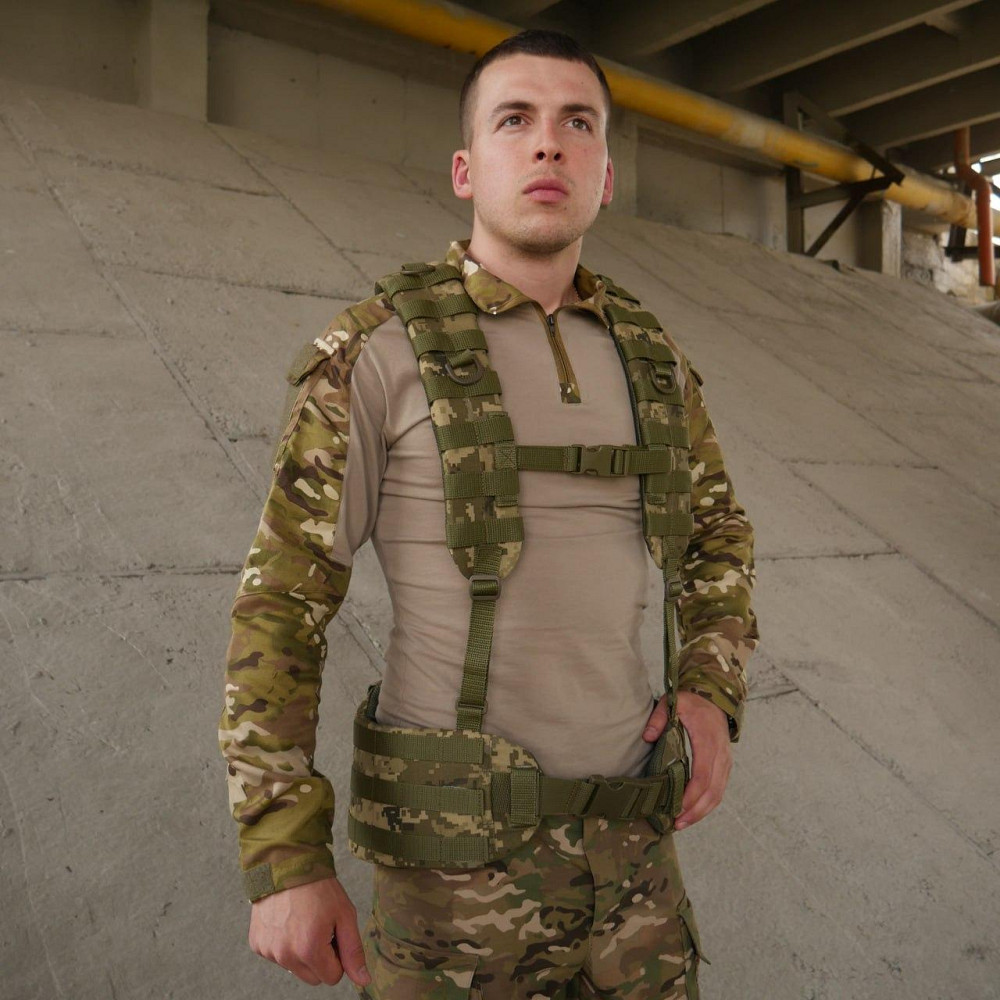 Розвантажувальний пояс піксель R-1 широкий тактичний пояс з лямками військовий рпс піксель Kiborg матеріал Cordura     WAR Львів - фото 4