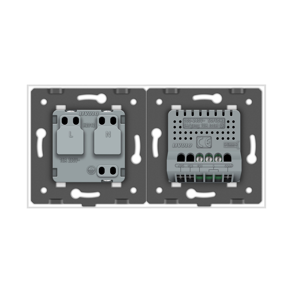 Розумний сенсорний EC вимикач 1 сенсор 1 розетка Livolo білий скло (VL-M7FC1Z2/FCTC16A-2WP) Коломия - фото 7