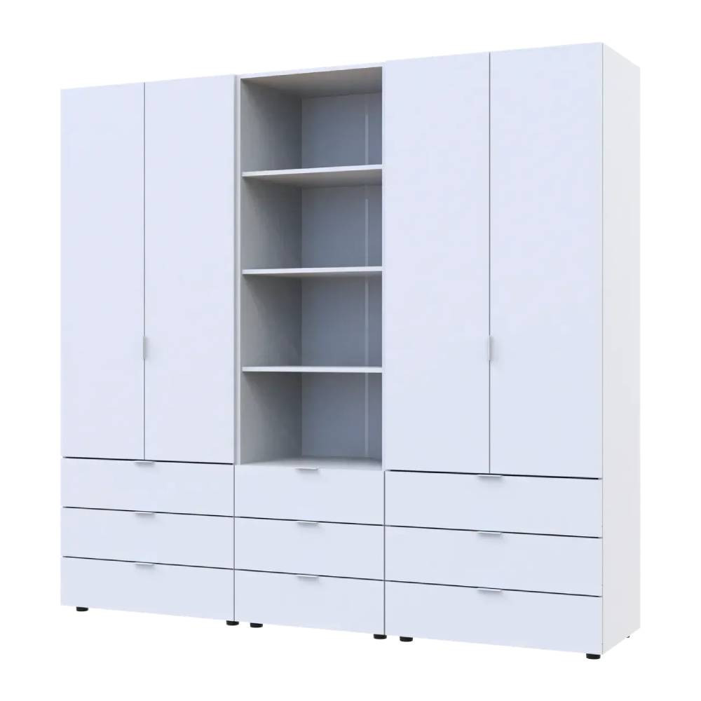 Шафа для одягу Doros Гелар Білий 2+2ДСП з пеналом 215х49.5х203.4 (DRS-011915) Львів - фото 2