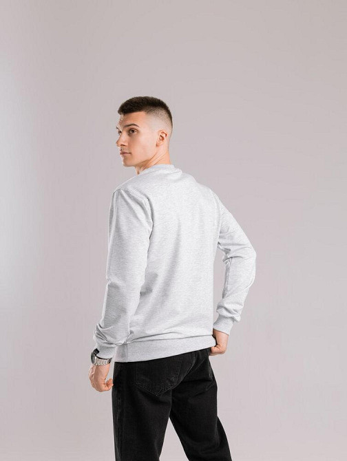 Світшот чоловічий однотонний сірий меланж Pobedov 001 Київ - фото 4