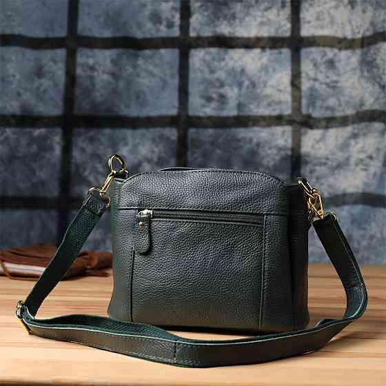 Шкіряна сумка для жінок з трьома відділеннями Vintage 22977 Зелений Київ