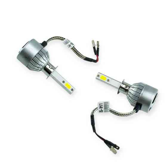 Автолампа H1 12V-24V C6 6000K CHIP COB (металл. корпус) радиатор с вентилятором LED Мукачево