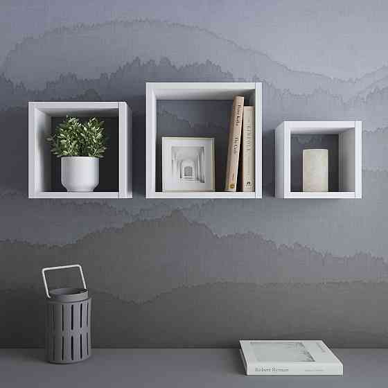 Полки на стену VAYS, комплект квадратных навесных полок из 3шт M-38 Белый Львов