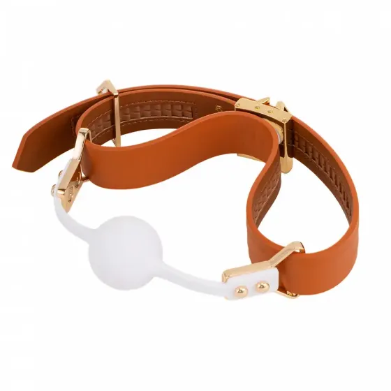 Шкіряний кляп з 2-ма насадками LOCKINK Ball-Gag & Gag-bite Set - Brown Львів