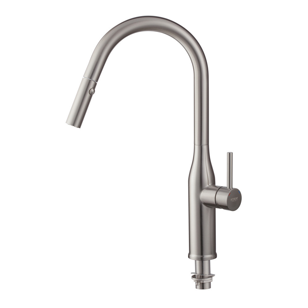 Кухонний змішувач з висувним виливом KOER KI-70004-02 (нерж. сталь) (KR3385) Київ - фото 4