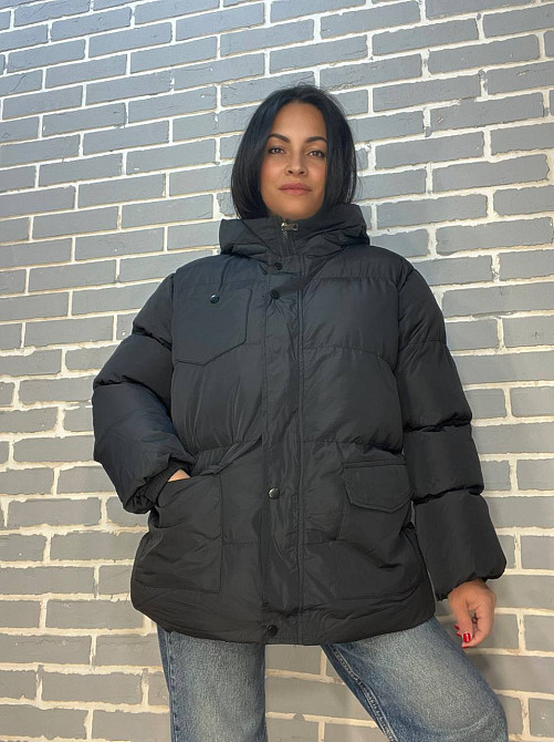 Куртка жіноча RUIXI 6093 парка пуффер з паском подовжена з капюшоном оверсайз, чорний, 46 Одеса - фото 8