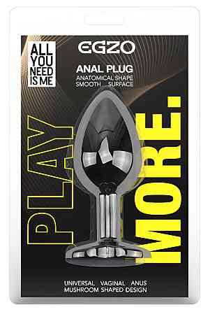Анальная пробка с кристаллом EGZO - Dark Gray Round Plug Clear, size S Sex Aura Киев