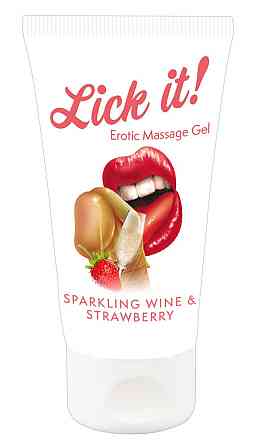 Масажний гель ІГРИСТЕ ВИНО І ПОЛУНИЦЯ Lick It (50 мл) Sex Aura Київ