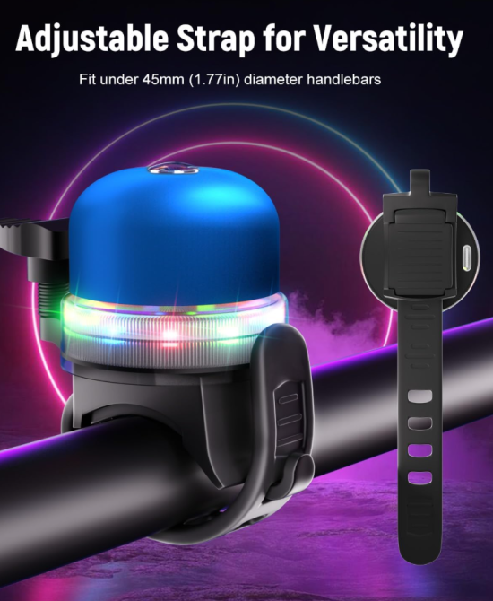 Велосипедний дзвінок PL-B19R X-56 акумуляторний + RGB LED + Type-C + водонепроникний Дніпро - фото 1