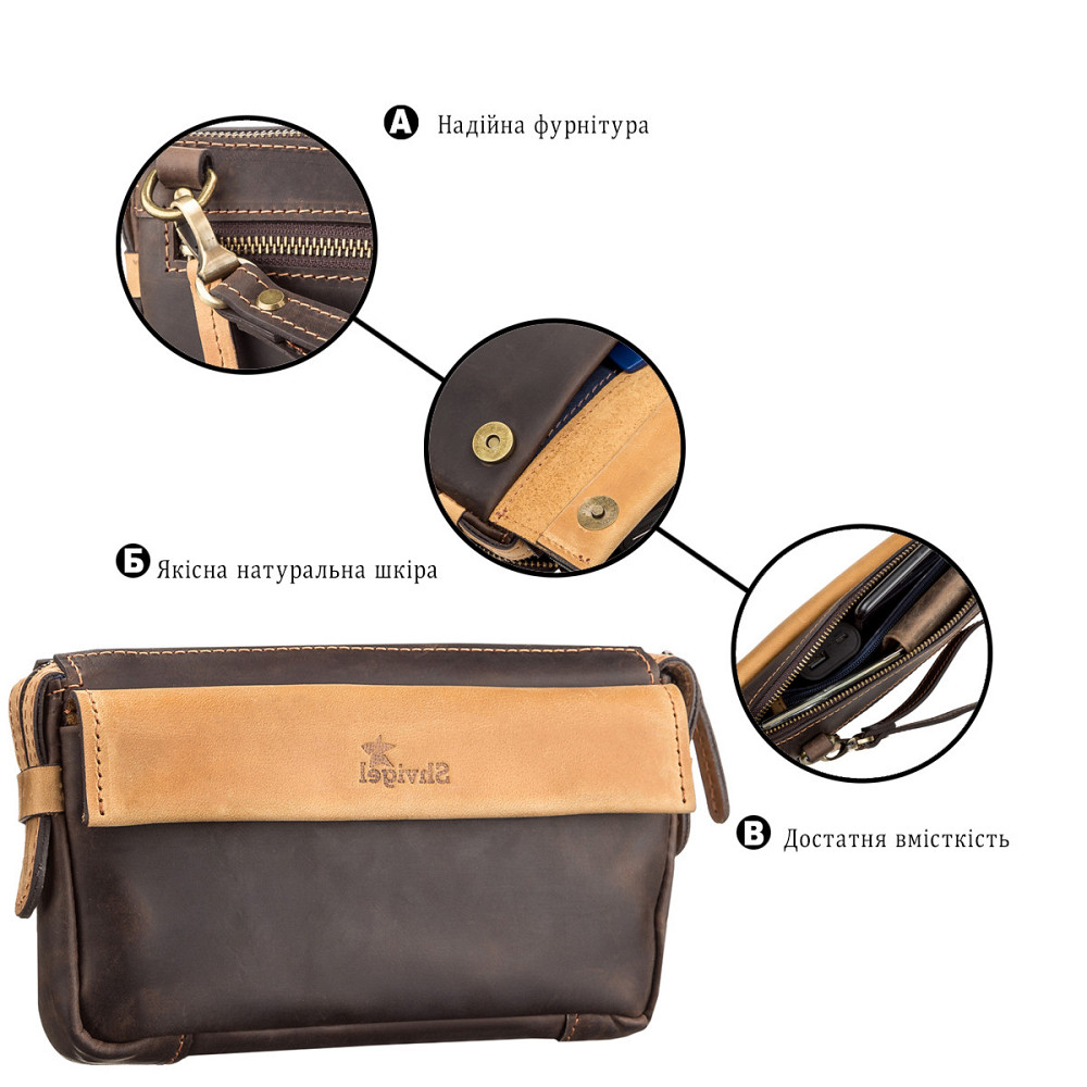 Мужской клатч кожаный Коричневый (SHVIGEL) Киев - изображение 16