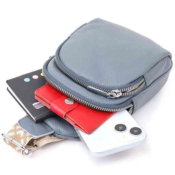 Универсальная женская сумка-слинг из натуральной кожи Vintage 22937 Синий Киев