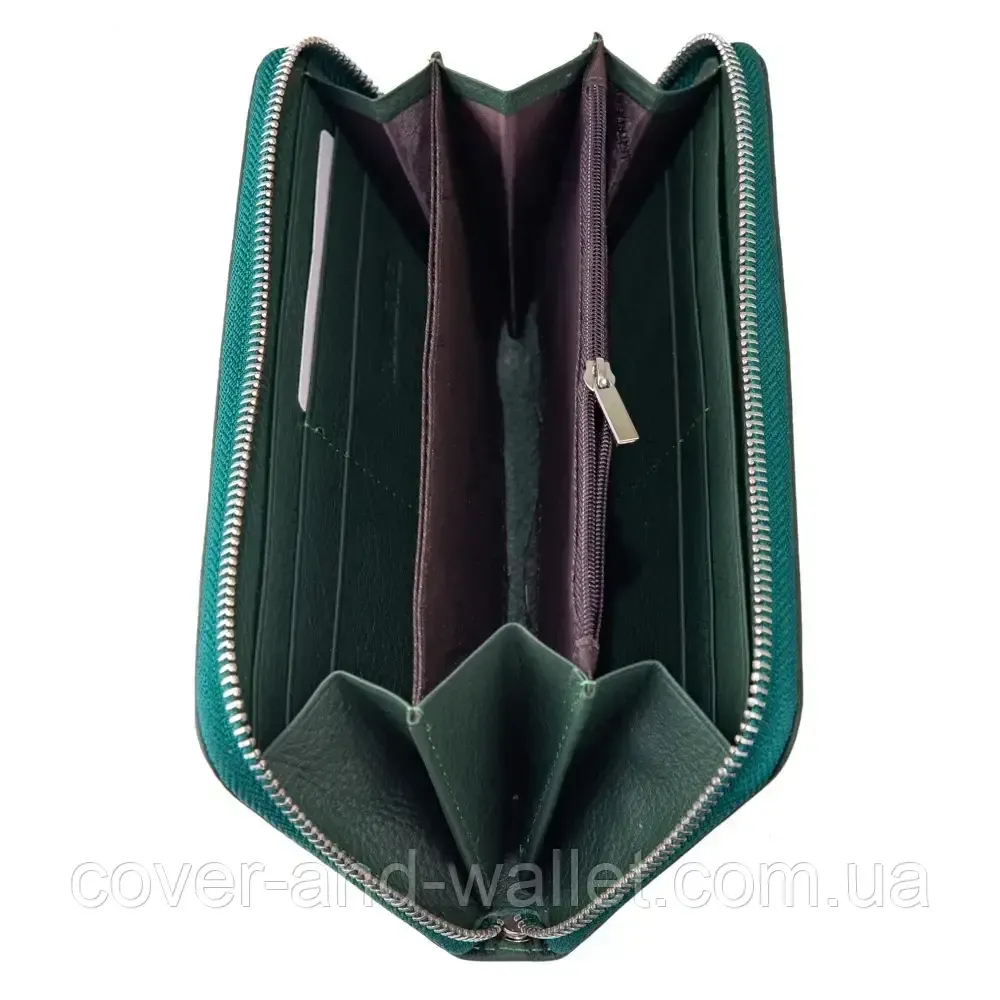 Женский зеленый кожаный кошелек на молнии с ремешком ST Leather Киев - изображение 7