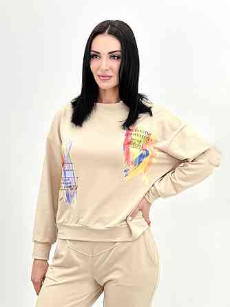 Женский костюм-двойка с капюшоном Rainbow батал 50-52, Бежевый Киев