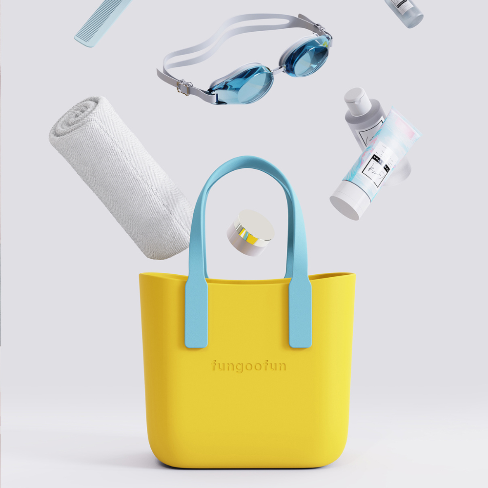 Сумка жіноча шопер силіконова на плече водонепроникна сумочка з підкладкою на блискавці Fungoofun, жовтий Кам'янець-Подільський - фото 3