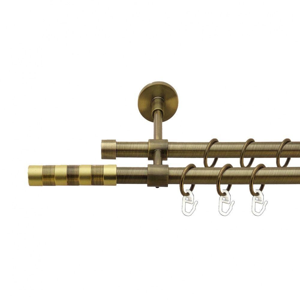 Карниз Orvit Сігма металевий дворядний закритий гладка труба кільце металеве Антик 16\16 мм 240 см (7329473) Львов - изображение 1