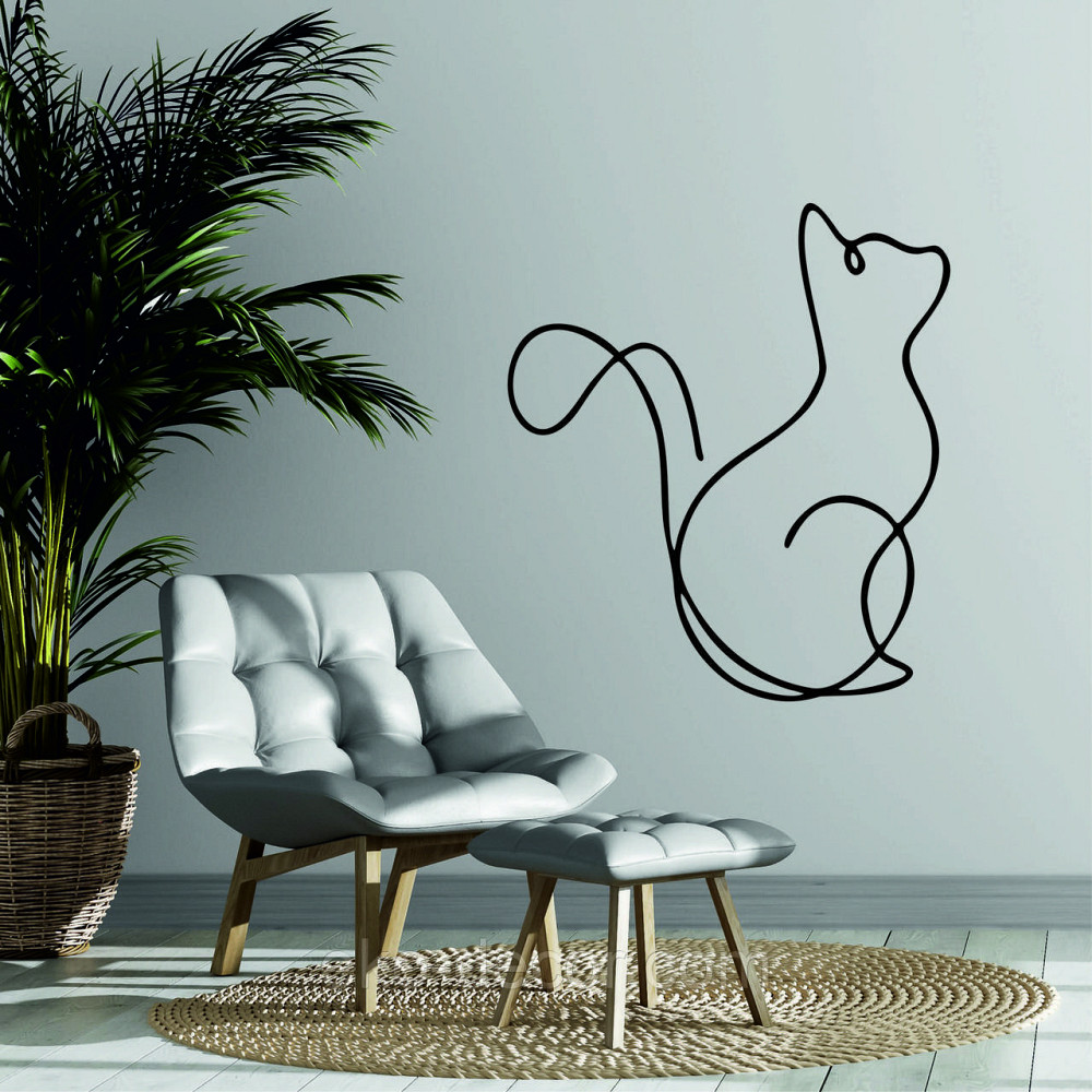 Декоративное настенное 3D Панно «Кот» Декор на стену с объемом 90*66 см, Черный Киев - изображение 3