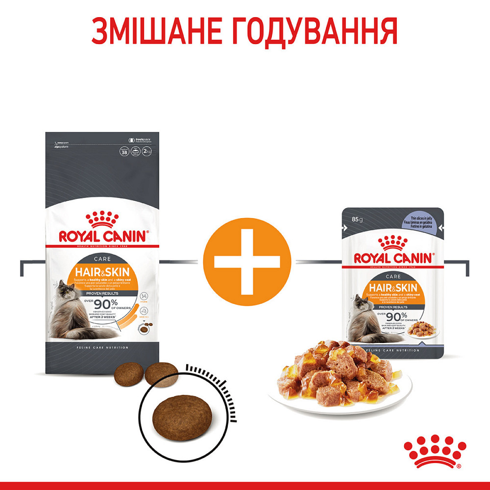 Вологий корм для дорослих котів ROYAL CANIN HAIR&SKIN CARE IN JELLY 0.085 кг Київ - фото 9