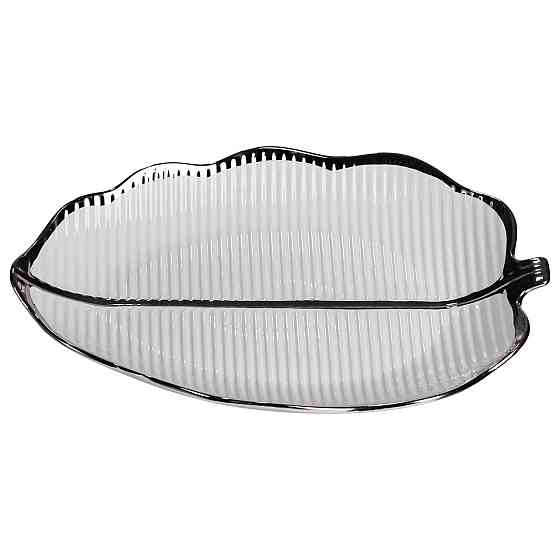 Фарфорове блюдо для сервірування "Лист" 31×20 см Срібло Київ