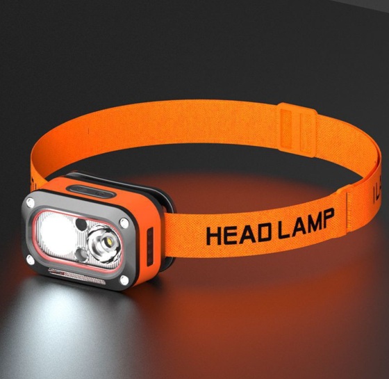 Налобний фонар G08-2XPG, Білий; Жовтий, LED Червоний, Датчик руху, Li-Ion акумулятор, ЗУ Type-C Дніпро