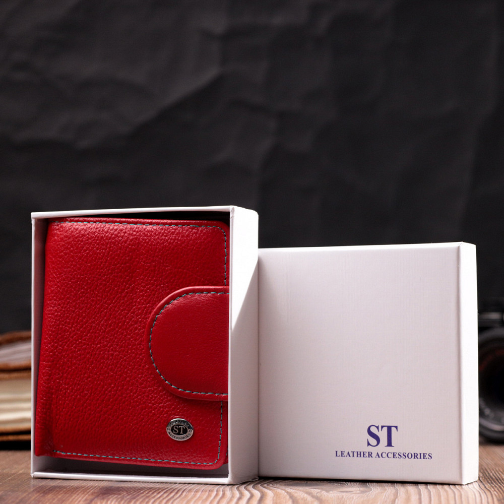 Кожаный яркий кошелек с монетницей для женщин Красный (ST Leather) Киев - изображение 4