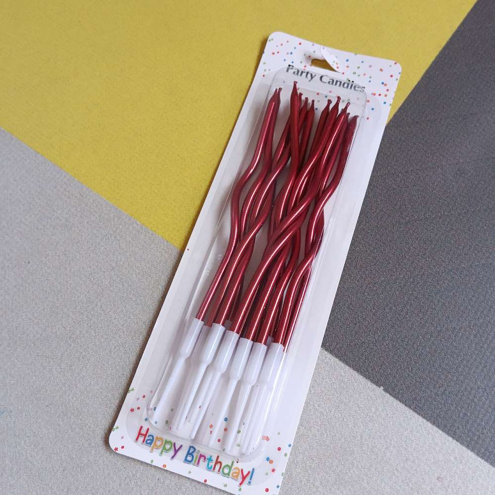 Свічки для торта "хвилясті" 12 шт. червоні Київ - фото 1