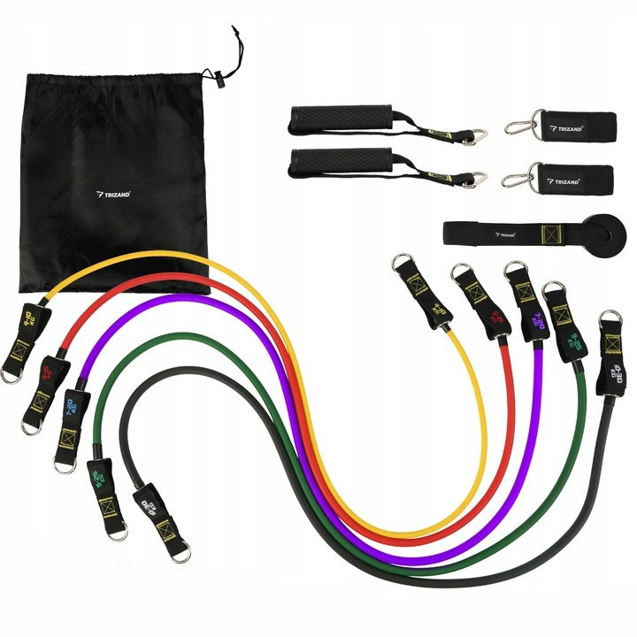 Набор эластичных резинок с ручками для упражнений 5 шт Trizand (25880) Нововолынск - изображение 2