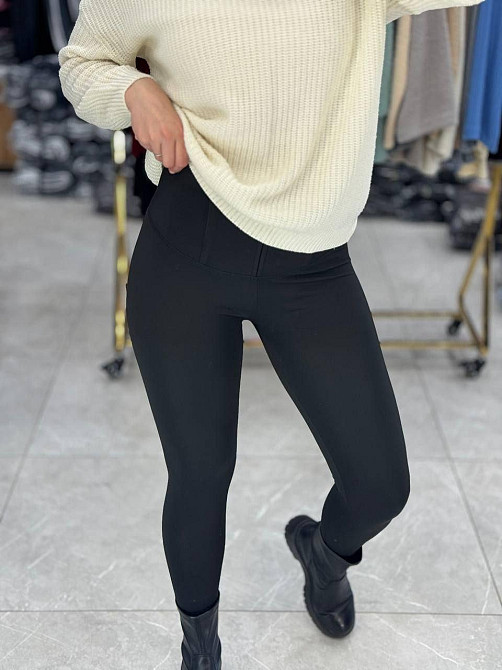 Жіночі теплі лосини з корсетним поясом на гачках рубчик з начісом Одеса - фото 3