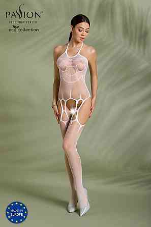 Бодистокинг Passion ECO BS002 white, с доступом, имитация подвязок, абстрактный рисунок Sex Aura Киев