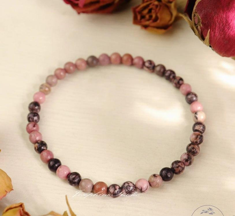 Браслет з родоніту 4 мм на резинці, натуральний камінь Київ - фото 3