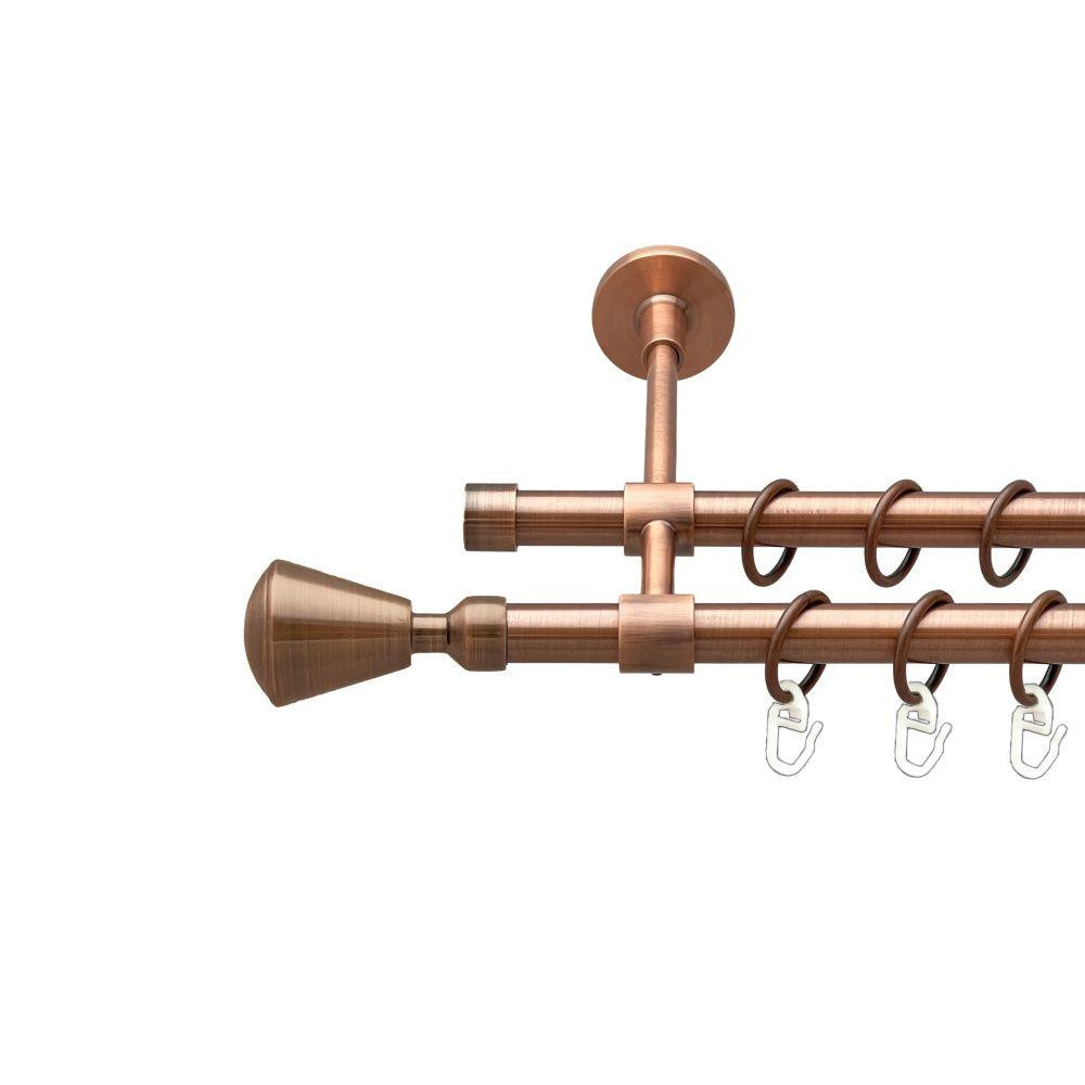 Карниз Orvit Мілано металевий дворядний закритий гладка труба кільце металеве Мідь 16\16 мм 120 см (00-00019908) Львів - фото 1