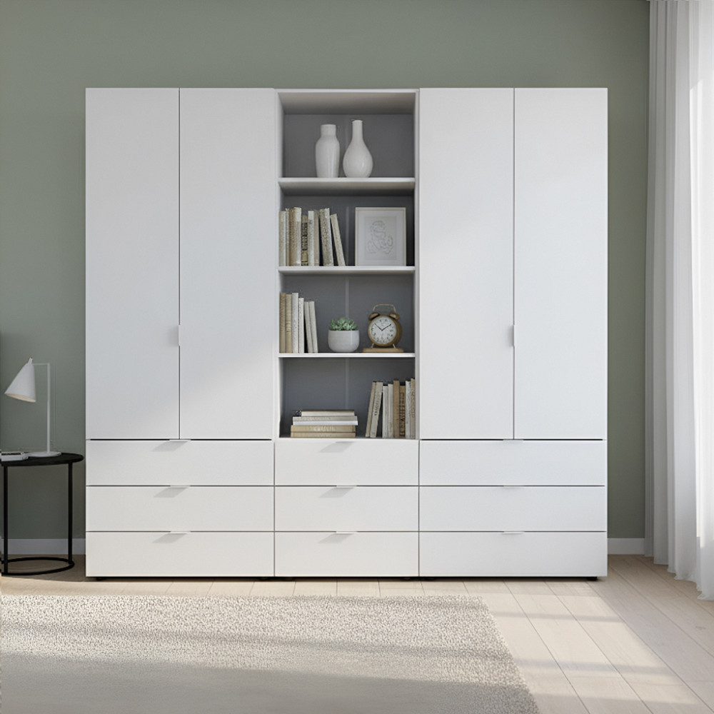 Шкаф для одежды Doros Гелар Белый 2+2ДСП с пеналом 215х49.5х203.4 (DRS-011915) Днепр - изображение 1