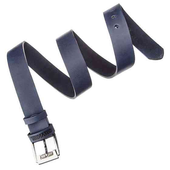 Класичний чоловічий ремінь SHVIGEL 11254 шкіряний Синій Київ