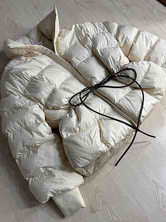 Куртка женская Fashion 3097 пуффер оверсайз со шнурком на талии молочная, молочний, S Киев