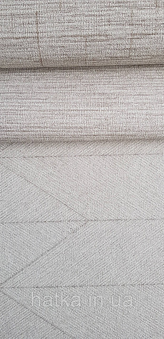 Обои виниловые на флизелине Rasch Golden Hour метровые полосы фигуры под мешковину серо бежевые Киев - изображение 3