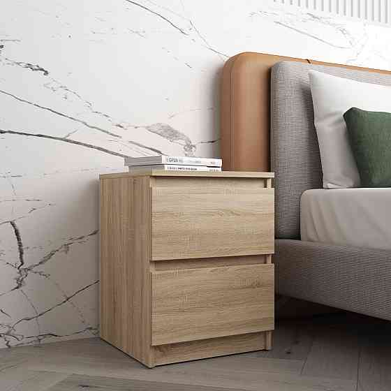 Прикроватная тумба VAYS R-5 Дуб Сонома, 2 ящика без ручек, ЛДСП 40×40×53 см – тумба в спальню Львов