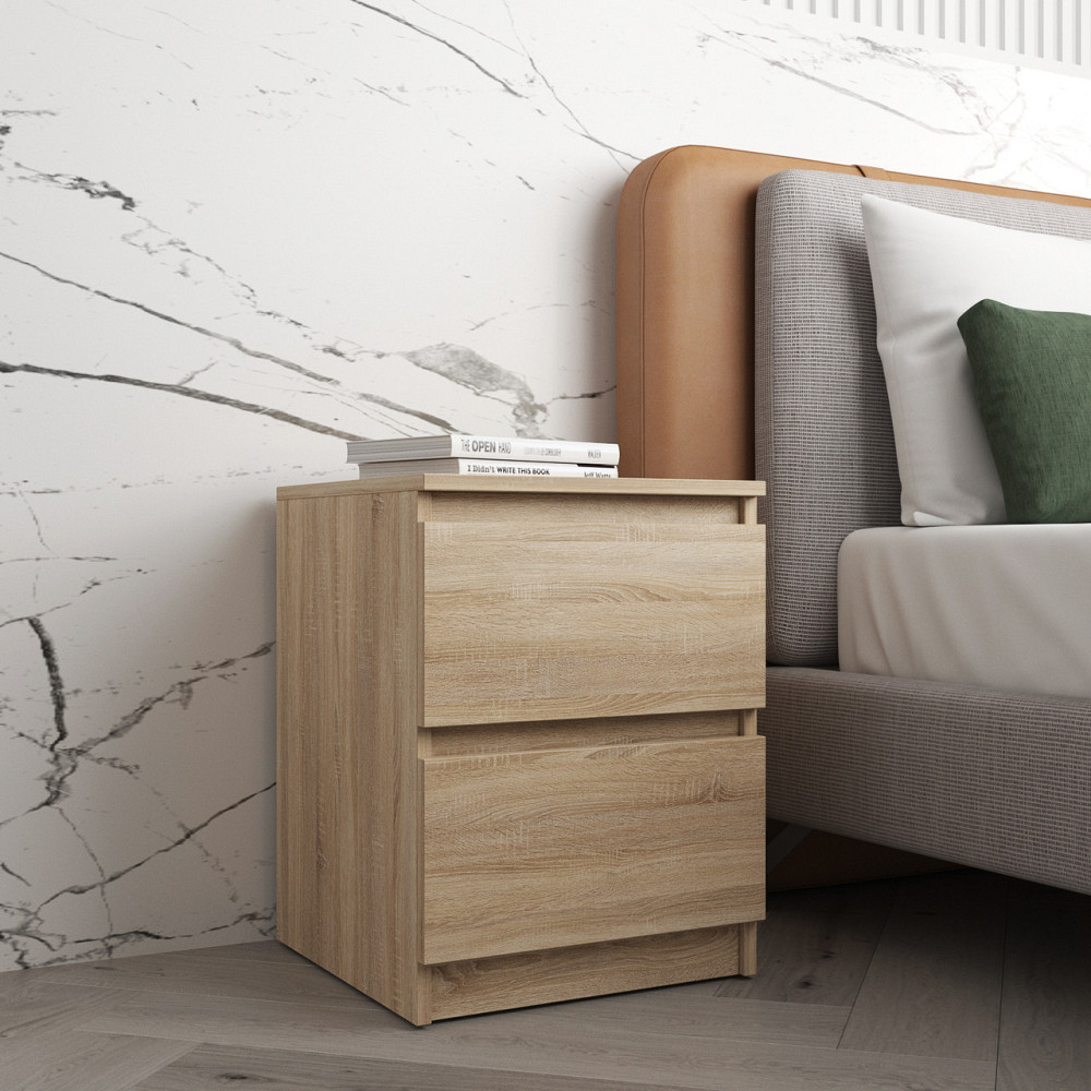 Прикроватная тумба VAYS R-5 Дуб Сонома, 2 ящика без ручек, ЛДСП 40×40×53 см – тумба в спальню Львов - изображение 2