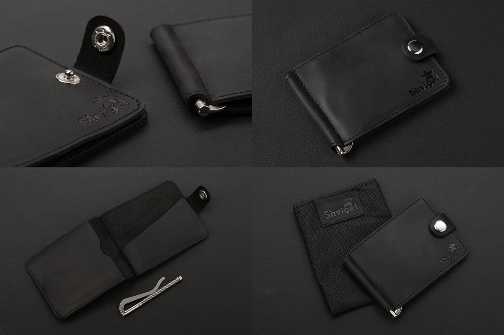 Затискач для купюр SHVIGEL 13787 з вінтажній шкіри Чорний Київ - фото 10