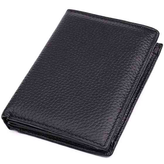 Удобный мужской кожаный кошелек в два сложения Vintage sale_15093 Черный Киев