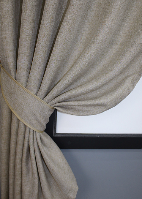 Комплект коротких штор VR-Textil Льон Мішковина № 113ш 130х170 см 2 шт Світло-кавовий (35-0116) Київ - фото 3