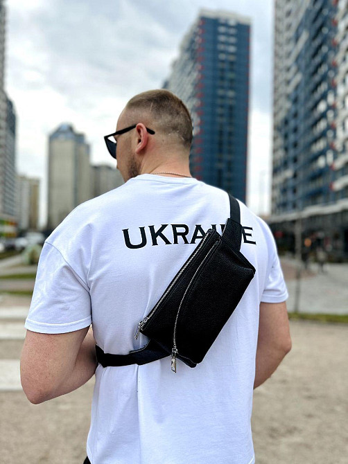 Чоловіча шкіряна бананка, шкіряна сумка бананка через плече, чоловіча шкіряна бананка на пояс Київ - фото 8