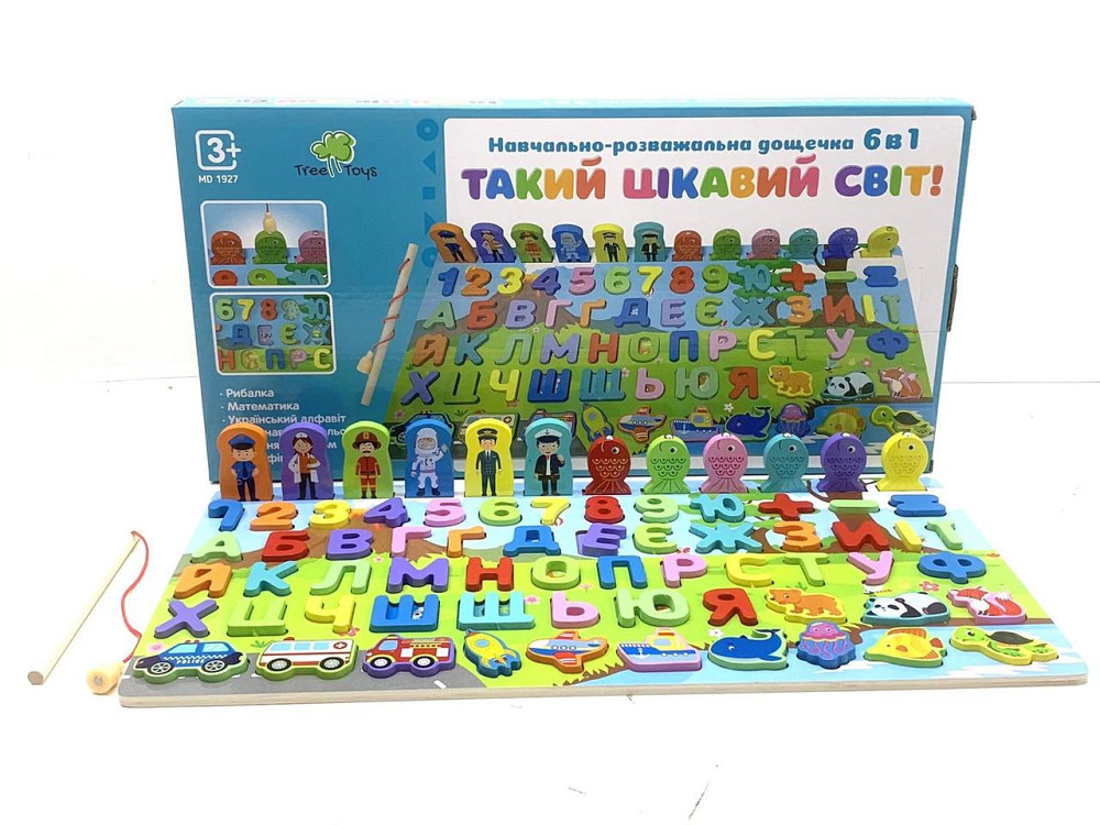 Дерев'яна іграшка Tree Toys розвиваюча дошка 6в1 Такий цікавий світ (MD 1927) Чернігів - фото 1